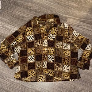 Vintage unisex Animal Print Patchwork Shirt